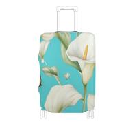 SyXIOP Calla Lily Flower Butterfly Teal Elastic Luggage case Protective Cover Scratch-Resistant Fit Elastic Suitcase Covers Luggage Protectors Fit 18-32 Inch Luggage