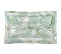 SyXIOP Calla Lily Flower Pastel Colors Mint Green Washable Pet Mattress Non-Slip Soft Comfortable Kennel Pad for Medium/Large Dogs 36" x 24"