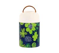 SyXIOP Carnation Lime Green and Navy Blue Stainless Steel Vacuum Insulated Insulated Stainless Steel Food jar with Spoon for Boys Pasta 17 oz