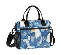 SyXIOP Cartoon Bald Bird Electric Blue Eco-Friendly Insulated Bags with Shoulder Strap Women Lunch Bags for Work for Gym bulto de comida para el Trabajo