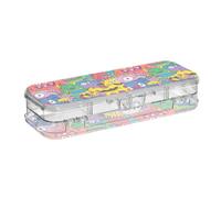 SyXIOP Cartoon Cute and Colorful Monsters Designed Plastic Pencils Box Clear Double-Deck Hard Boxes Pens Case For Stationery With Snap Lid