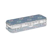 SyXIOP Cartoon Cute Animal Shark Wave Blue Designed Clear Pencil Plastic Box Double Deck Pens Casransparent Hard For Stationery Supplies With Snap-Tight Lid