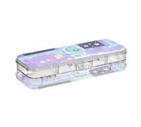 SyXIOP Cartoon Cute Astronauts Dinosaur Purple Designed Clear Pencils Box Double-Deck Pen Storage Containers For Stationery Supplies With Lid