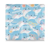 SyXIOP Cartoon Cute Dolphin Blue Pu Leather Registration and Insurance Card Holder Glove Box Organize for Cards, Essential Document Driver License