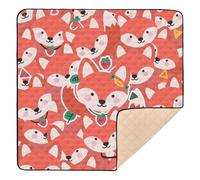 SyXIOP Cartoon Cute Fox Red Soft Foam foldable baby play mat for Indoor Outdoor Comfortable foldable Newborns Kicking Mat for Newborns Babies Infants Toddlers, 50'' x 50''