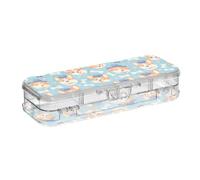 SyXIOP Cartoon Cute Hat animal Dog Bone Motifs Designed Plastic Pencils Box Clear Double-Deck Pens Case Hard For Art Supplies With Snap-Tight Lid