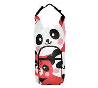 SyXIOP Cartoon Cute Panda Red Water Bottle Strap Carrier Adjustable Water Bottle Insulated Carrier 20/24/32/40oz for Daily Walking Hiking and Other Outdoor Activities Accesorios para Senderismo