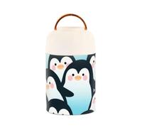 SyXIOP Cartoon Cute Penguin Blue Black Stainless Steel Vacuum Insulated kids hot lunch containers with spoon for kids pasta 17 oz