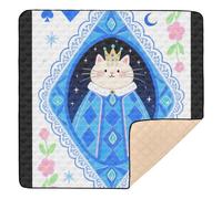 SyXIOP Cartoon Cute White Cat Poker Soft Thick Baby Activity Play Mat for Indoor Outdoor One-Piecing foldable Tummy Time Activity Mat for Babies Infants Toddlers, 50'' x 50''