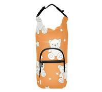SyXIOP Cartoon Cute White Teddy Bear Stars Water Bottle Carrier Adjustable Insulated Water Bottle Bag 20/24/32/40oz for Adults Kids Walking Hiking Camping Travelling Funda para Botella De Agua