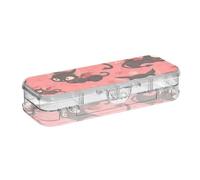 SyXIOP Cartoon Evil Cute Cats Designed Clear Pencil Box Plastic 2 Layer Pens Case Hard For Kids With Snap And Lid