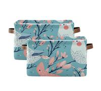 SyXIOP Cartoon Funny Bird Turquoise storage baskets, Foldable and waterproof foldable storage cubes baskets with sturdy handle bags tall for cubby cubby 2 pack