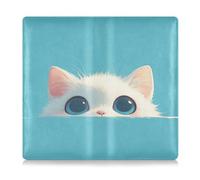 SyXIOP Cartoon Kitten Cute Leather Registration and Insurance Card Holder Auto Truck Comparment Accessories Case for Documents, Cards, License