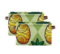 SyXIOP Cartoon Mystery Pineapple storage baskets, folding and waterproof foldable storage cubes baskets with sturdy handle cubbies camping for rv shelves 2 pack