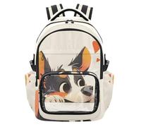 SyXIOP Cartoon Puppy Cute Clear Bookbag Backpack Large Capacity Bookbag Backpack with Reinforced Strap for School College Work, Age 7-18 escolares para nino de