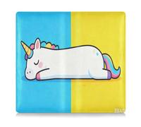 SyXIOP Cartoon Unicorns Blue Yellow Leather Auto Registration Insurance & ID Card Holder Prefect Car Essentials Wallet for Any, Truck, Motorcycle, Trailer or Boat