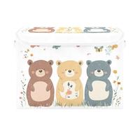 SyXIOP Chic Bears Brown foldable 40 L storage bins for classroom with handles sturdy stackable storage containers Christmas For Bedroom,Closet, Living Room 42x32x30cm