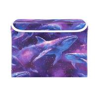 SyXIOP Chic Whale Purple foldable 40 L storage bin with lids with handles sturdy large storage containers Christmas for Closet and Laundry Storage 42x32x30cm