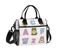 SyXIOP Childish Cartoon Animal Alphabet Colorful Waterproof Large Lunch Bag with Shoulder Strap Lunch Bags for Teen Girls for Work Porta comidas para Lunch
