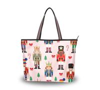 SyXIOP Childish Cartoon Nutcracker Soldiers Pink silk fabric zippered straps for handbags summer chick handbags for women Everyday & Travel