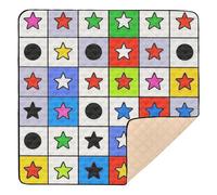 SyXIOP Childish Stars Checkered Colorful Soft Thick Baby Kick Crawling Mat for Floor Waterproof foldable Padded Baby Mat for Newborns Babies Infants Toddlers, 50'' x 50''