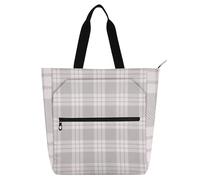 SyXIOP Children's Book Tote Bag for Boys Girls Women, Grey Checkered Pattern Sturdy Reusable Grocery Bag with Zipper Pockets for College Shopping Beach para llevar libros