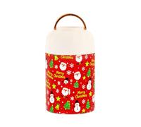SyXIOP Christmas Snowman and Santa Green and Red Stainless Steel Vacuum Insulated Food containers with Spoon for Lunch Pasta 17 oz