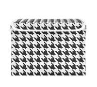 SyXIOP Classical Black White Houndstooth foldable 40 L storage bins with lids with handles heavy duty containers for storage Christmas for Home Office Organization 42x32x30cm