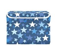 SyXIOP Classical White Stars Blue foldable 40 L storage bins for shelves with handles sturdy containers for classroom Christmas Closet and Laundry Storage 42x32x30cm