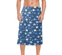 SyXIOP Classical White Stars Blue Microfiber Cloth Mens Shower Wrap Terry Towel Wrap 60'' x 28'' Sauna Dorm Room Essentials toallas para hombres de bano