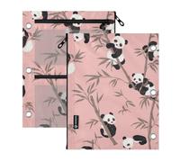 SyXIOP Clear Window 3 Hole Pencil pouching Cute Animal Panda bamboos Peach