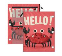 SyXIOP Clear Window 3 Hole Pencil pouching Funny Animal Crab Hello Red | binder pouching big capacity School Class Office Organizers 2 PCS
