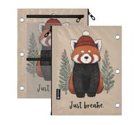 SyXIOP Clear Window 3 Hole Pencil pouching Just Breathe Christmas Red Panda