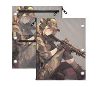 SyXIOP Clear Window 3 Ringing Binder Anime Female Soldier | pencil pouching for binder big capacity for Classroom School Office Supplies 2 PCS
