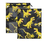SyXIOP Clear Window 3 Ringing Binder folders Animal Dinosaur | zipper pencil pouching big capacity for Storing School Students Teacher Supplies 2 PCS