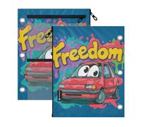SyXIOP Clear Window 3 Ringing Binder folders Cartoon Car Freedom