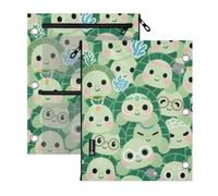 SyXIOP Clear Window 3 Ringing Binder folders Cartoon Cute Green Turtle