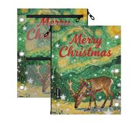SyXIOP Clear Window 3 Ringing Binder folders Merry Christmas Reindeer Green