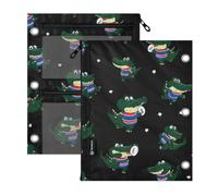 SyXIOP Clear Window 3 Ringing Binder Funny Anime Crocodiles Rugby Black