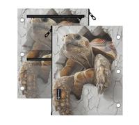 SyXIOP Clear Window 3 Ringing Binder Pencil pouching 3D Turtle African