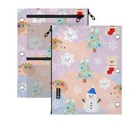SyXIOP Clear Window 3 Ringing Binder Pocket Merry Christmas Cartoon Animals