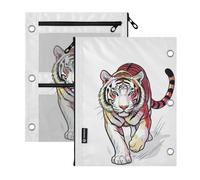 SyXIOP Clear Window 3 Ringing Binder Pocket Tigers on White