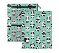 SyXIOP Clear Window 3 Ringing Binder pouching Cute Panda Bear Animal Text Blue Kids