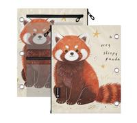 SyXIOP Clear Window 3 Ringing Binder Red Panda Drawing