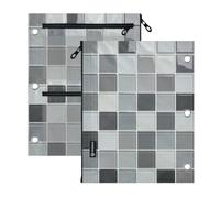 SyXIOP Clear Window 3 Ringing Pencil case Lovely Gray Glass Block Graphic
