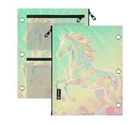 SyXIOP Clear Window 3 Ringing Pencil case Magical Glitter Rainbow Horse