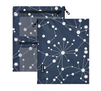 SyXIOP Clear Window 3 Ringing Pencil case White Dots Dark Blue | color pencil case large and sturdy School Class Office Organizers 2 PCS