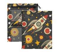 SyXIOP Clear Window 3 Ringing Zipper pouching Cartoon Space rocketing Red
