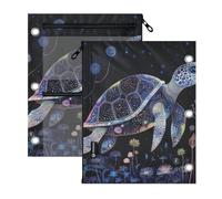 SyXIOP Clear Window 3 Ringing Zipper pouching Cute Black Sea Turtle