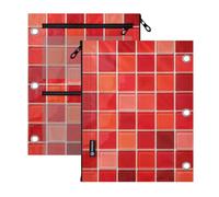 SyXIOP Clear Window Binder 3 Ringing Lovely Colored Red Glass Block Graphic